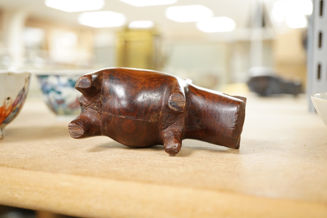 An African carved hardwood model of a hippopotamus, 9cm